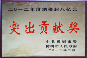 2012年度納稅超八億元突出貢獻(xiàn)獎